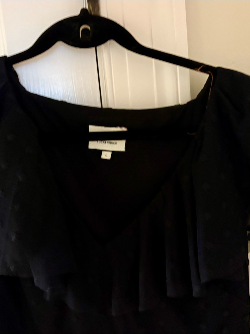 Tuckernuck Black Swiss Dot Ruffle Maxi Formal Dress